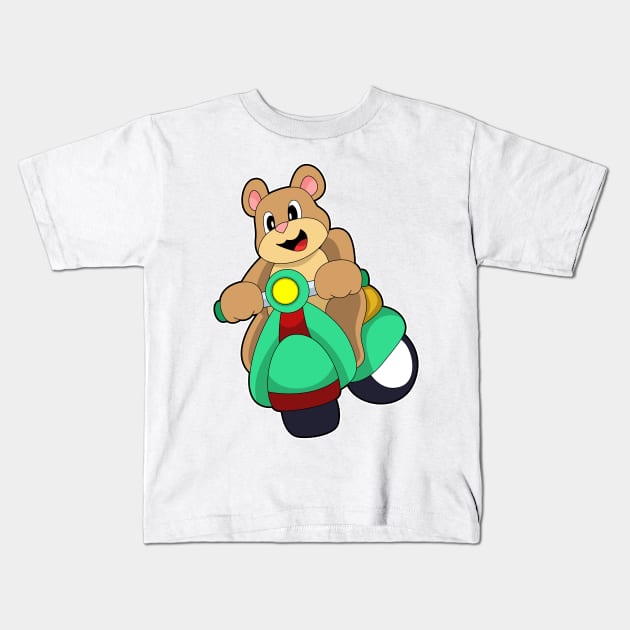 Bear as Biker with Scooter Kids T-Shirt by Markus Schnabel